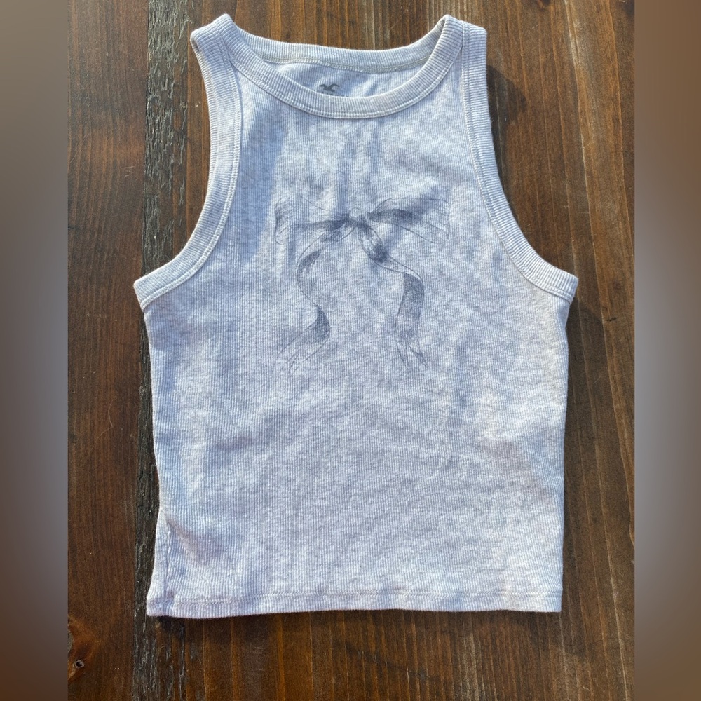 Grey Bow Hollister Cropped Tank Top Size XS